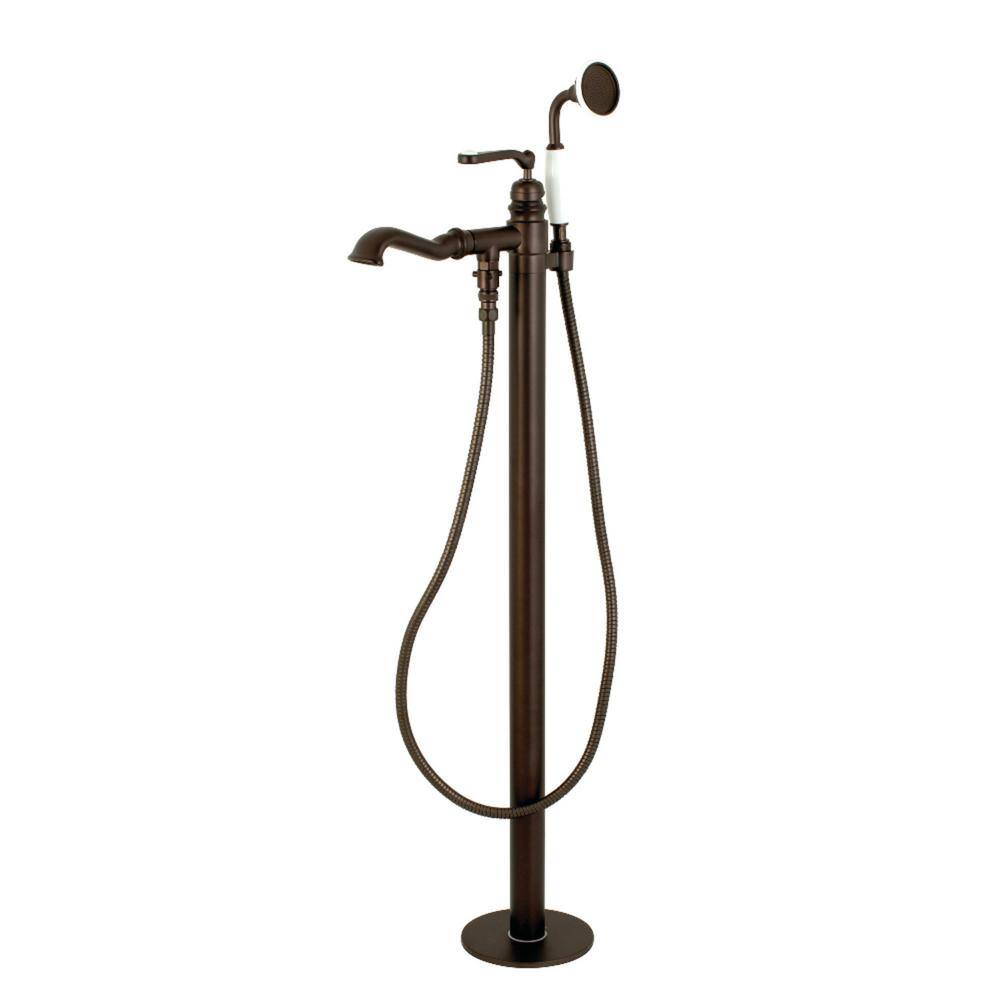 Kingston Brass Traditional Single-Handle Floor-Mount Roman Tub Faucet with Hand Shower in Oil Rubbed Bronze HKS7015RL