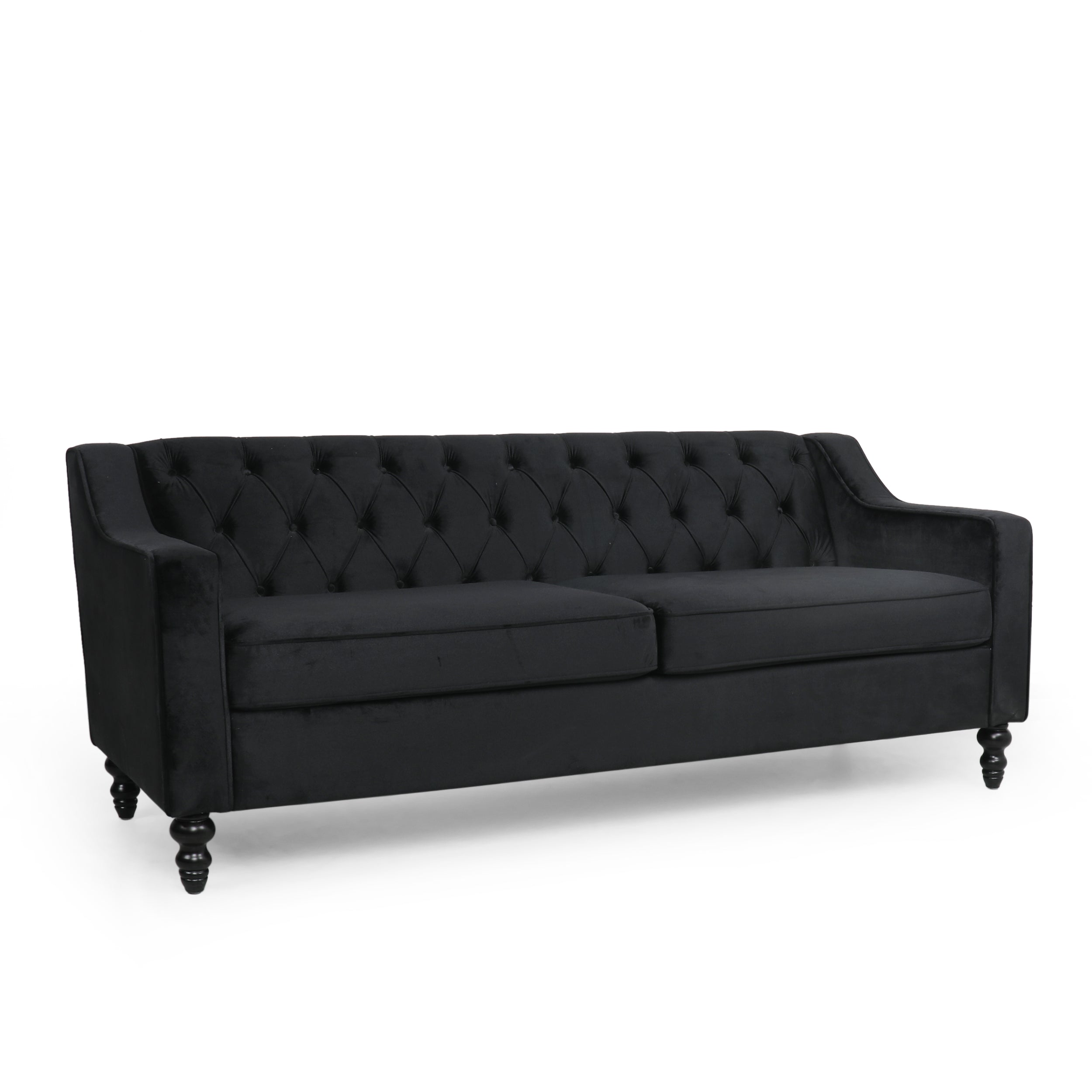 Jameer Modern Glam Tufted Velvet 3 Seater Sofa