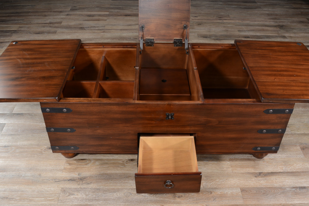 48 quotRectangular Rustic Wood Trunk Coffee Table Storage   Traditional   Coffee Tables   by Sideboards and Things  Houzz