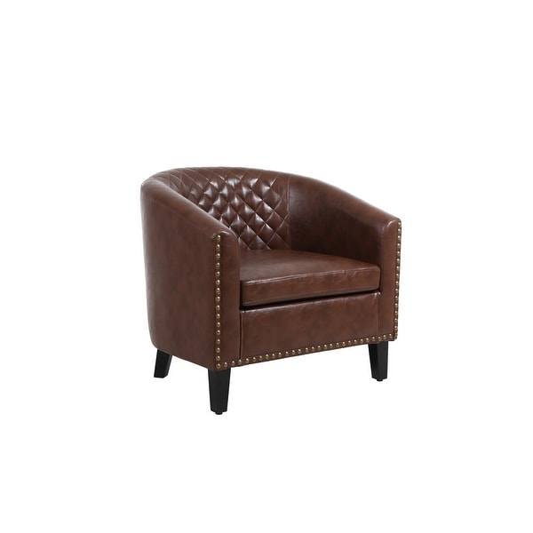 Modern Accent Barrel Chair Living Room Chair With Nailheads