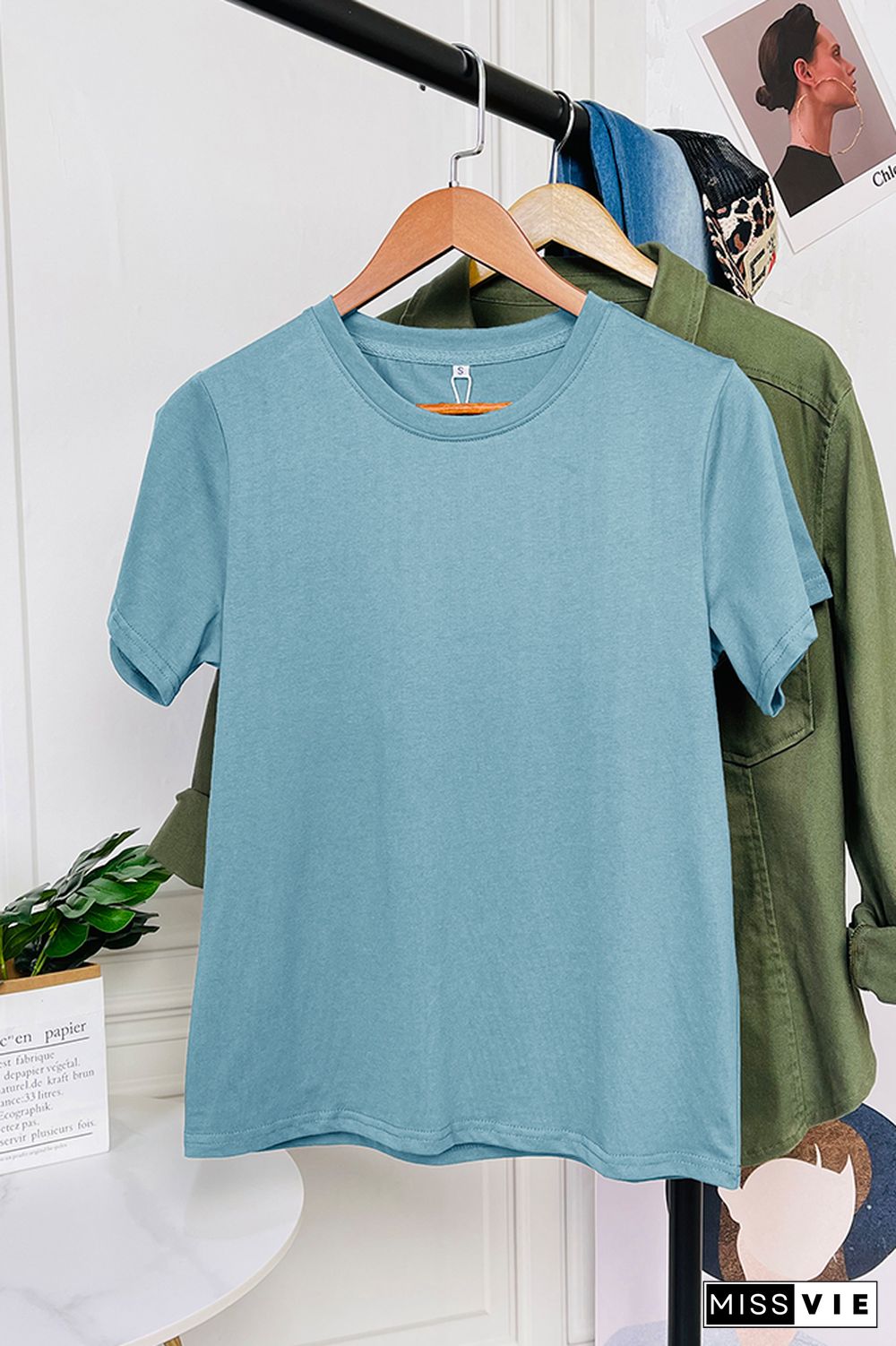 Solid Color O-neck Short Sleeve Tee Wholesale