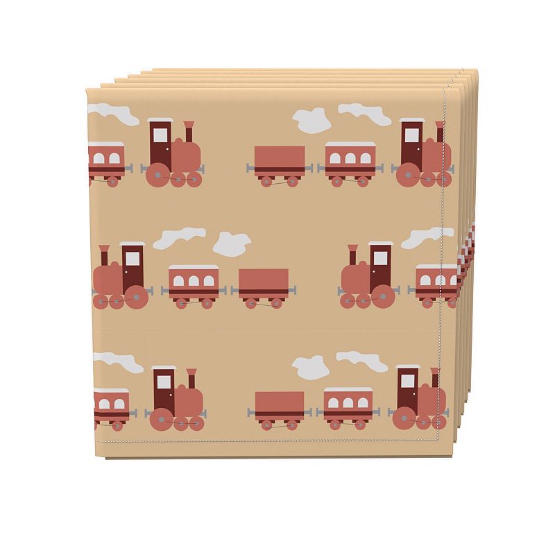 Napkin Set of 4， 100% Cotton， 20x20， Steam Locomotives