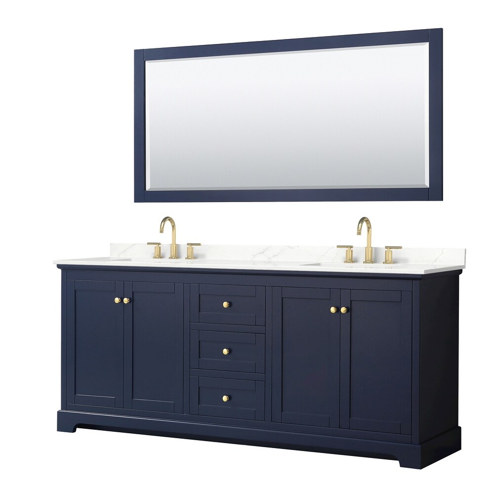 Avery 80 inch Double Vanity  Quartz Top  70 inch Mirror