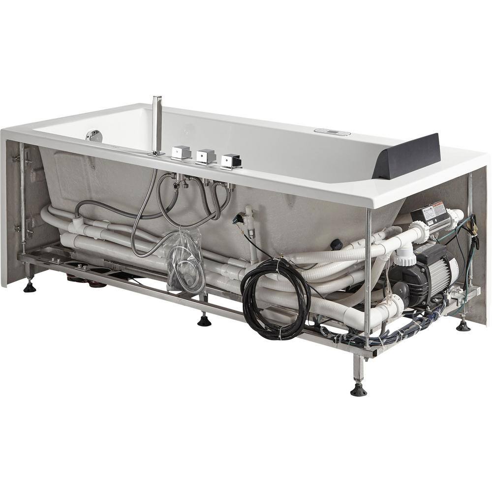 EAGO 60 in. Acrylic Flatbottom Whirlpool Bathtub in White AM154ETL-R5