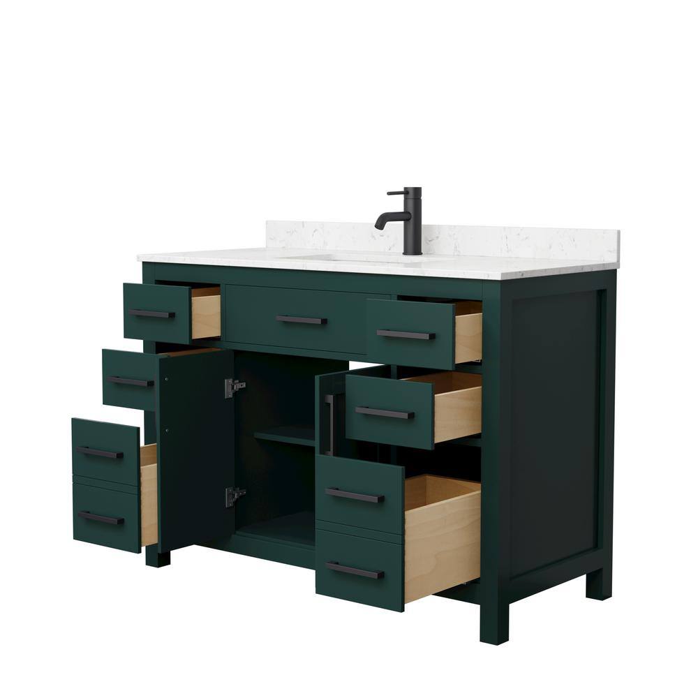 Wyndham Collection Beckett 48 in. W x 22 in. D x 35 in. H Single Sink Bathroom Vanity in Green with Carrara Cultured Marble Top WCG242448SGKCCUNSMXX