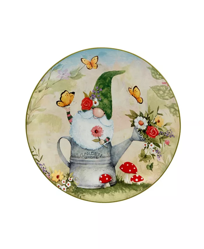 Certified International Garden Gnomes Set of 4 Salad Plate 9