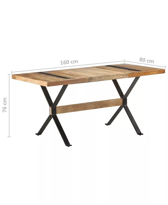 vidaXL Dining Table 63x31.5x29.9 Rough Mango Wood