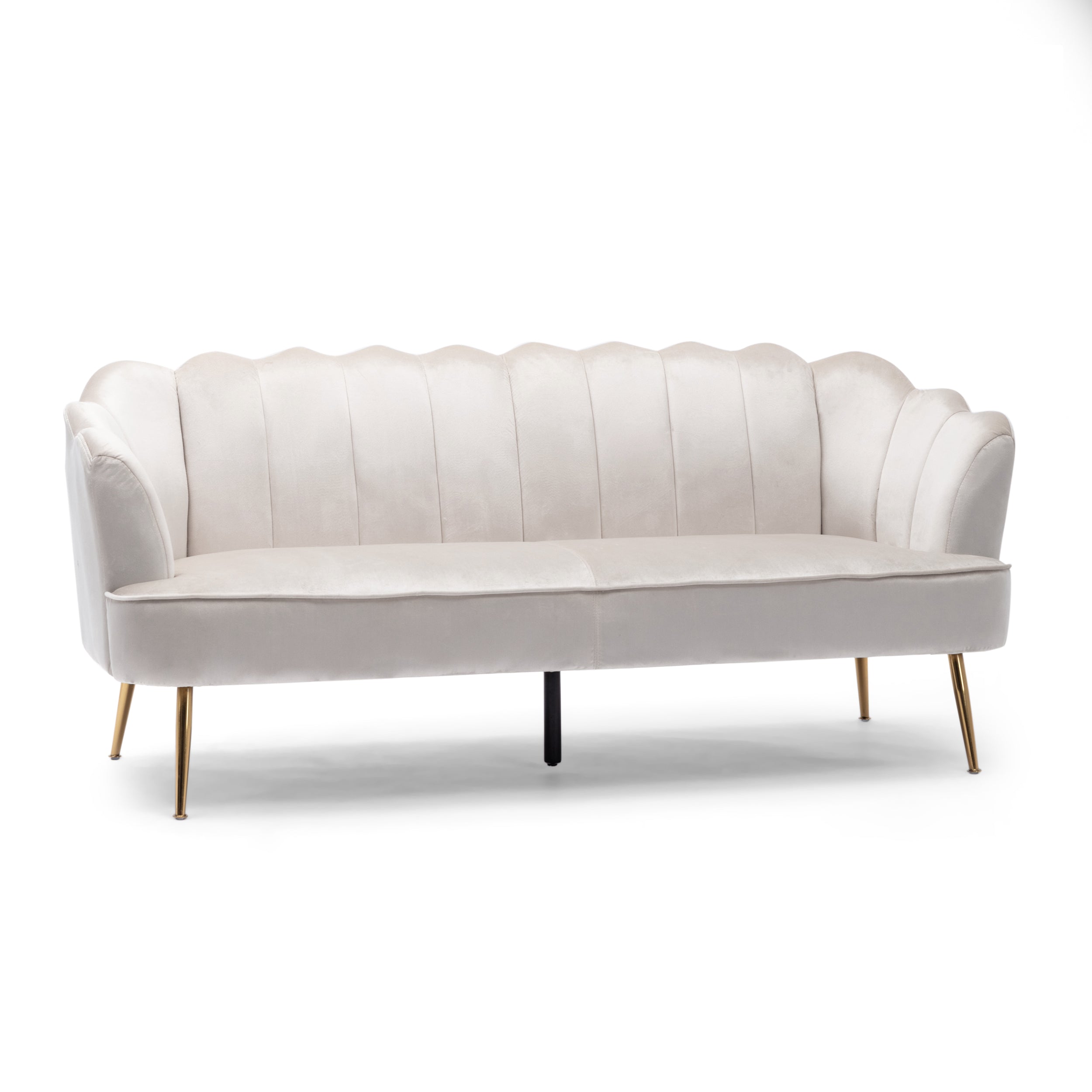 Ohnstad Modern Glam Velvet Channel Stitch 3 Seater Shell Sofa