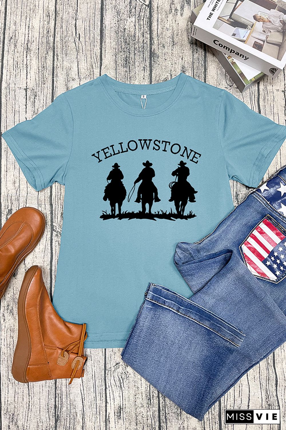 Yellowstone Cowboy Printed Short Sleeve Graphic Tee Wholesale