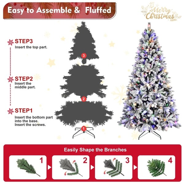 7.5/8FT Christmas Tree with LED Lights，Memory Wire and Easy Power Technology