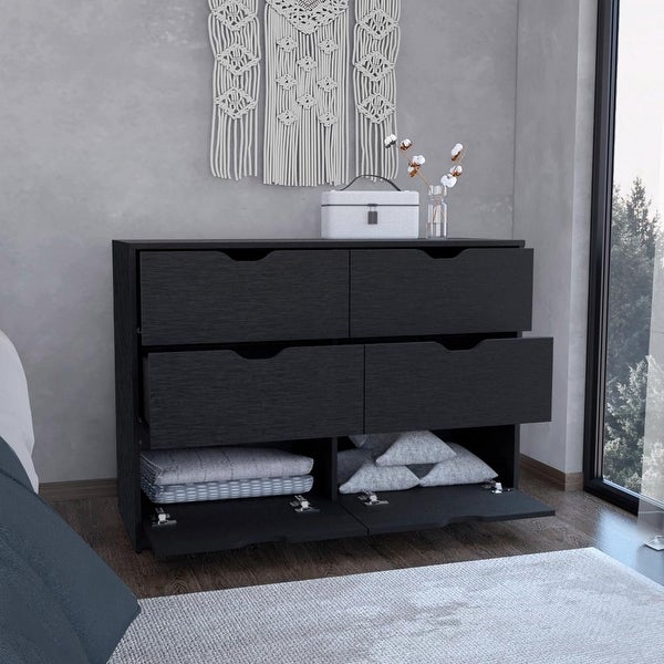 Classic Style 4-Drawers 2 Cabinets Dresser Chests， Superior Top， Modern Storage Dressers Organizer for Living Room， Bedroom - - 37828102