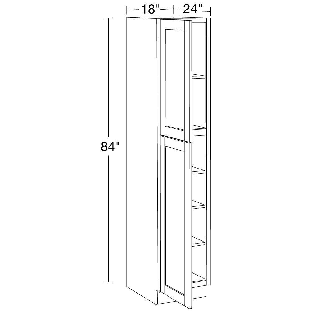 Contractor Express Cabinets Veiled Gray Shaker Assembled Plywood Utility Pantry Kitchen Cabinet with Soft Close 18 in. x 84 in. x 24 in. U182484L-AVG