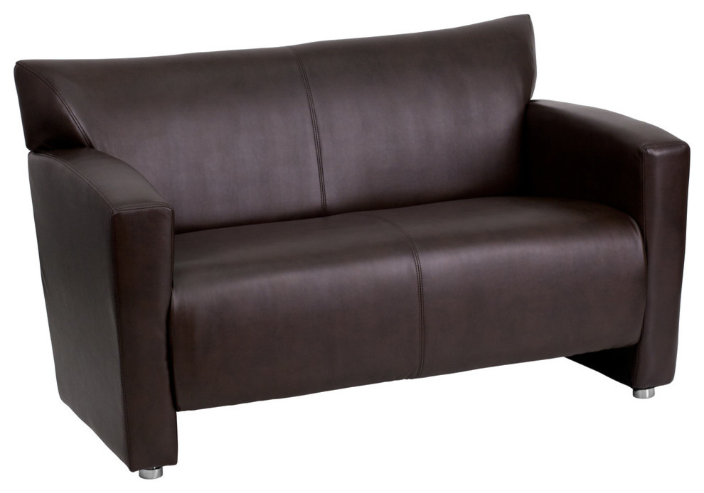 Brown Bonded Leather Loveseat   Transitional   Loveseats   by VirVentures  Houzz