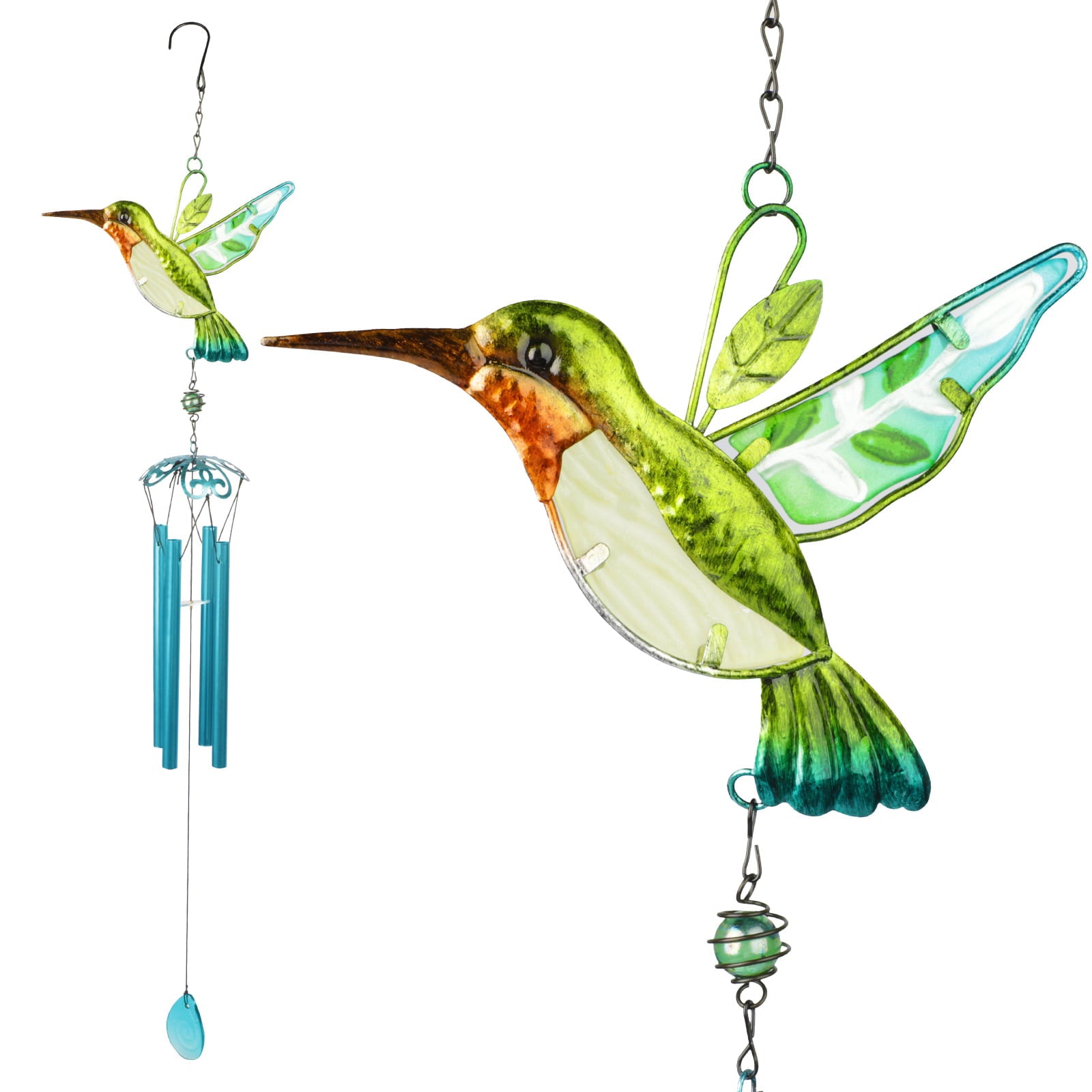 Hummingbird Wind Chimes， EEEkit Hummingbird Metal Tubes Wind Chime Bell Waterproof Wall Hanging Ornament Wind Chimes for Outdoor Indoor Gardening Yard Pathway Decoration