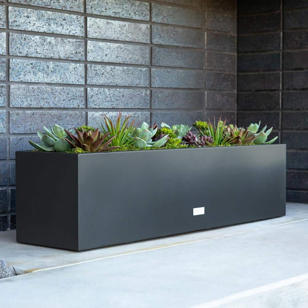 Veradek Block Series Window Box 36 in. Black Plastic Planter TRHV36B