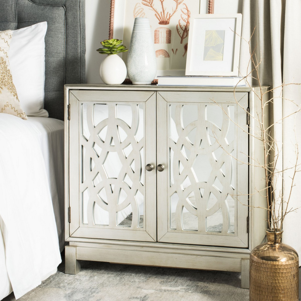 Lana 2 Drawer Chest Silver   Transitional   Accent Chests And Cabinets   by Peachtree Fine Furniture  Houzz