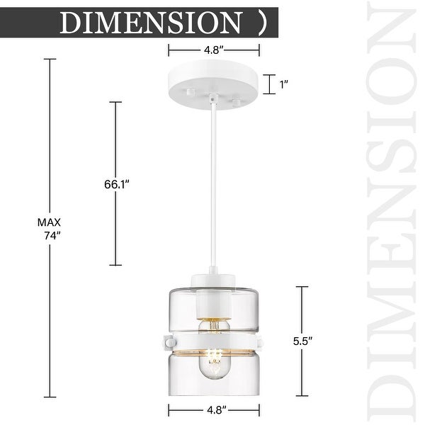 Modern Industrial Mini Pendant Light for Kitchen Island with Clear Glass Shade - 1-Light