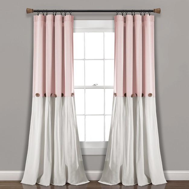 Home Boutique Linen Button Window Curtain Panel Single Blush white 40x108