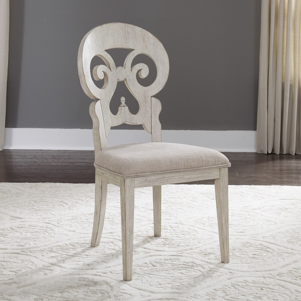 Farmhouse Reimagined Antique White Splat Back Side Chair (Set of 2)