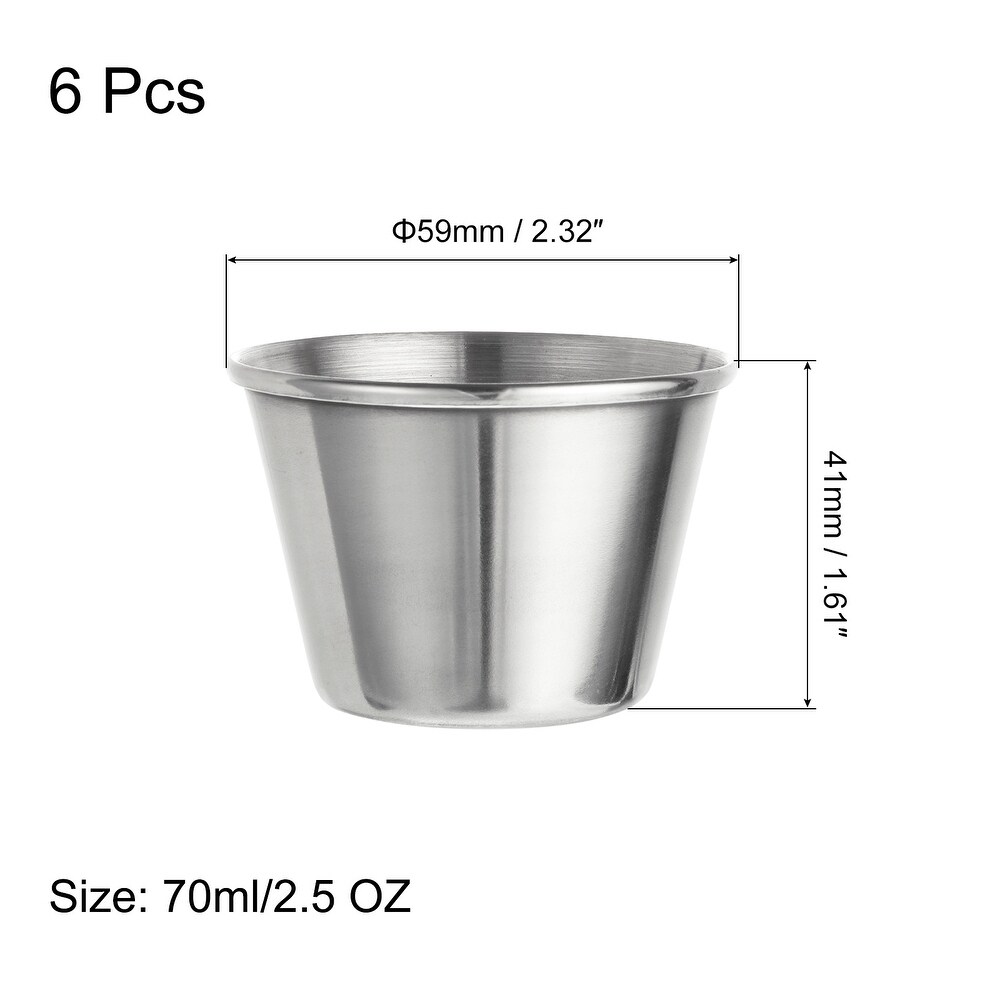 Stainless Steel Shot Glasses  6pcs 70ml/2.5 OZ Clear for Bar Restaurants Home   Silver