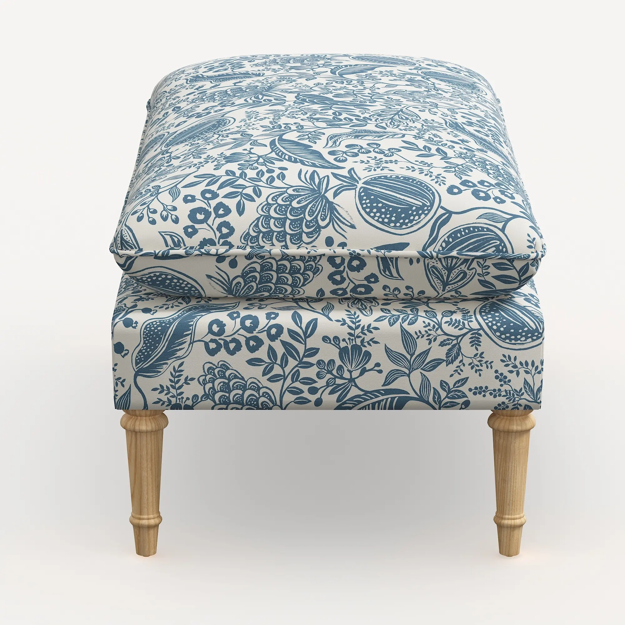 Rifle Paper Co. Flora Blue Pomegranate Pillowtop Bench