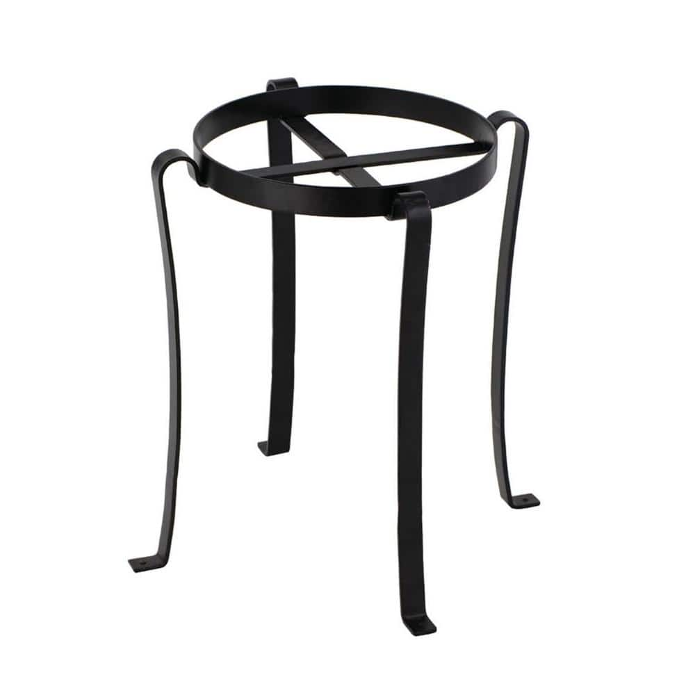 ACHLA DESIGNS 17 in. Tall Black Powder Coat Iron Small Helix I Flowerpot Plant Base Stand FB-03