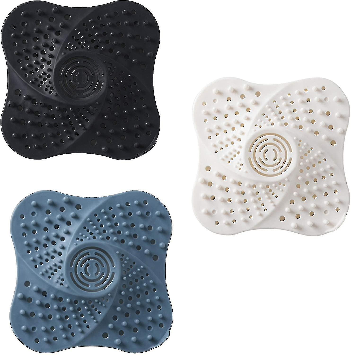 3-piece Sewer Hair Filter Kitchen Sink Plug Deodorant Cover Bathroom Sink Anti-blocking Silicone Floor Drain Cover