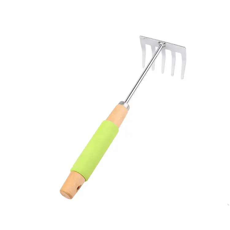 Steel digging hoe with wood handle garden weeding hand tool