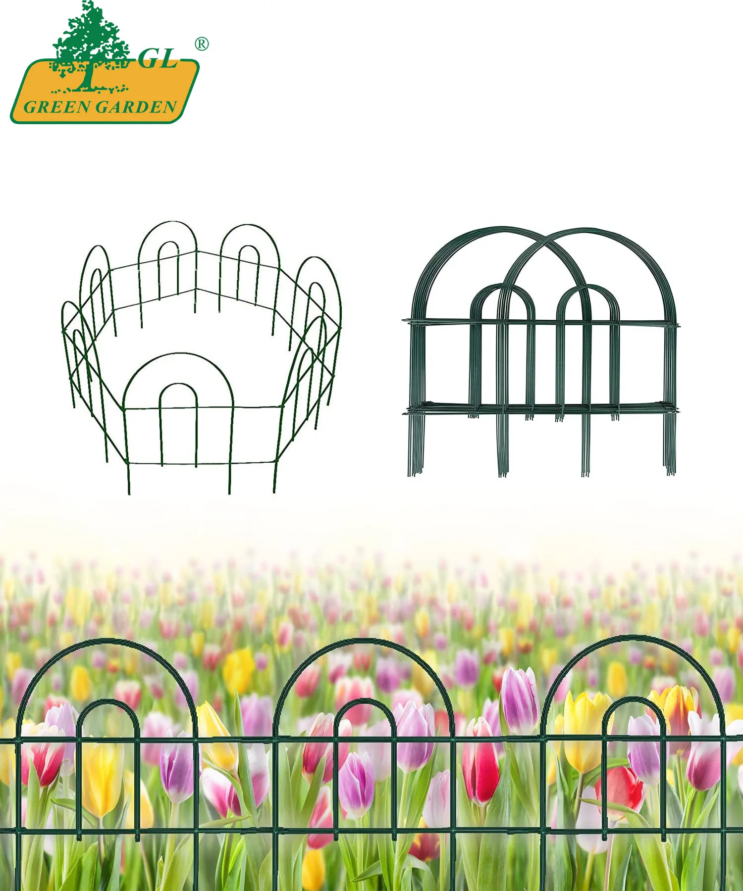 Decorative Garden Fence Rustproof Green Iron Landscape Wire Folding Fencing Ornamental Panel Border