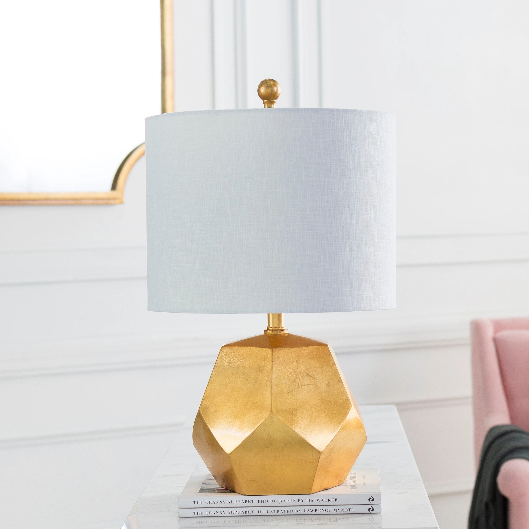 Naahs Table Lamp with Gold Base and Off-White Shade