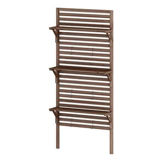 WIAWG 31.5 in. W x 7.8 in. D x 70.7 in. H Outdoor Indoor Brown Wooden Plant Stand Flower Pot Rack Garden Ladder (3-Tier) TCHT-WFKF170273-01