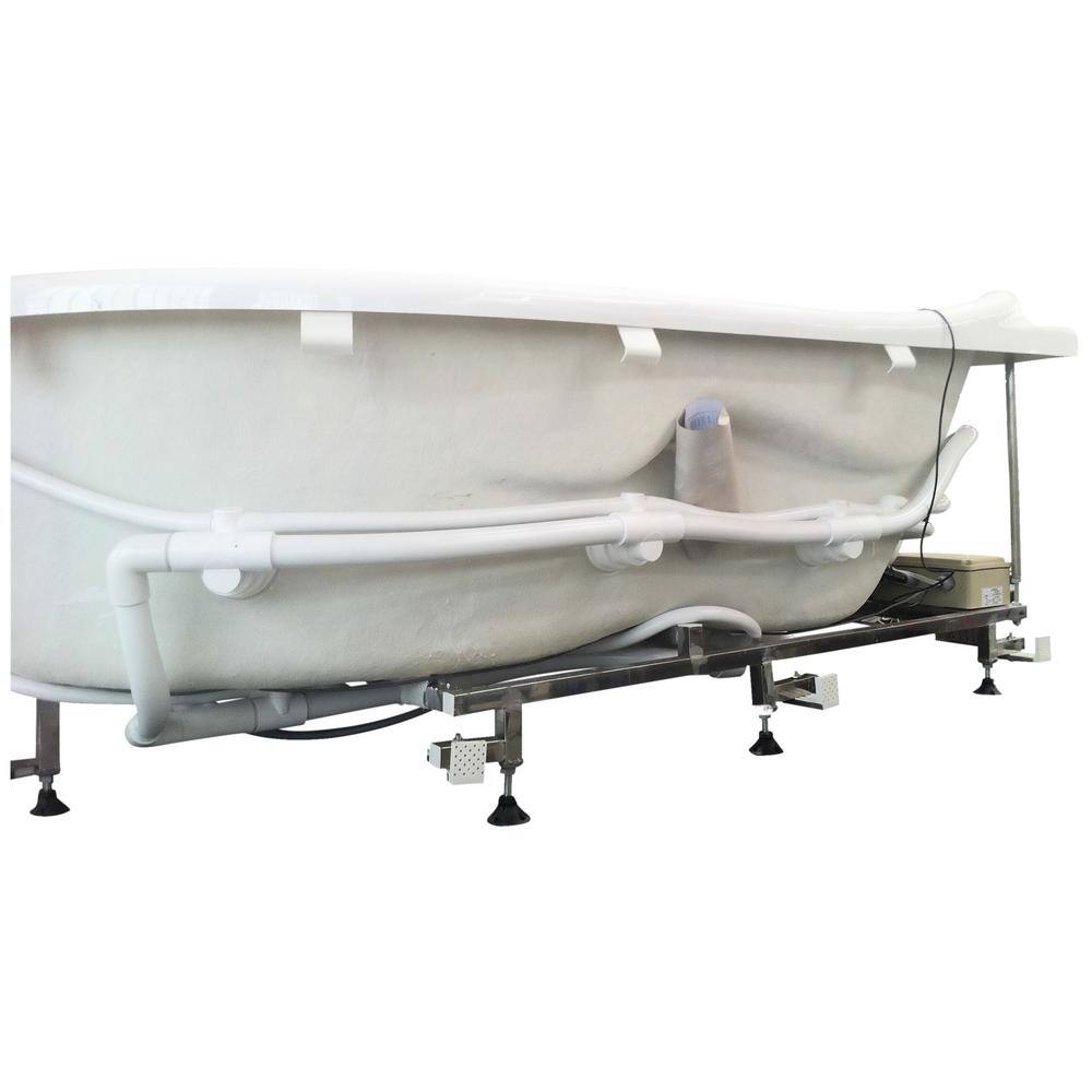 EAGO 71 in. Acrylic Left Drain Corner Apron Front Whirlpool Bathtub in White AM124ETL-R