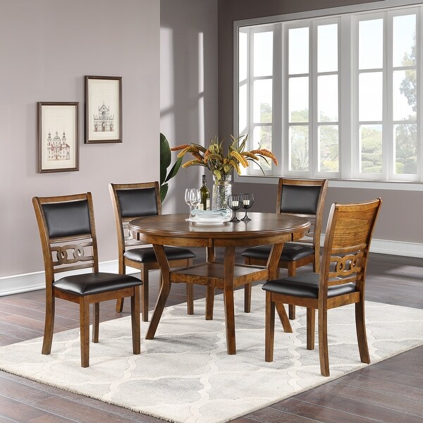 2 Set Set of 2 Upholstered Dining Chair in Walnut Finish