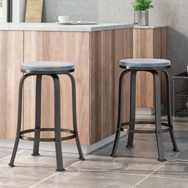 Skyla Industrial Swivel Counter Stools (Set of 2) by Christopher Knight Home