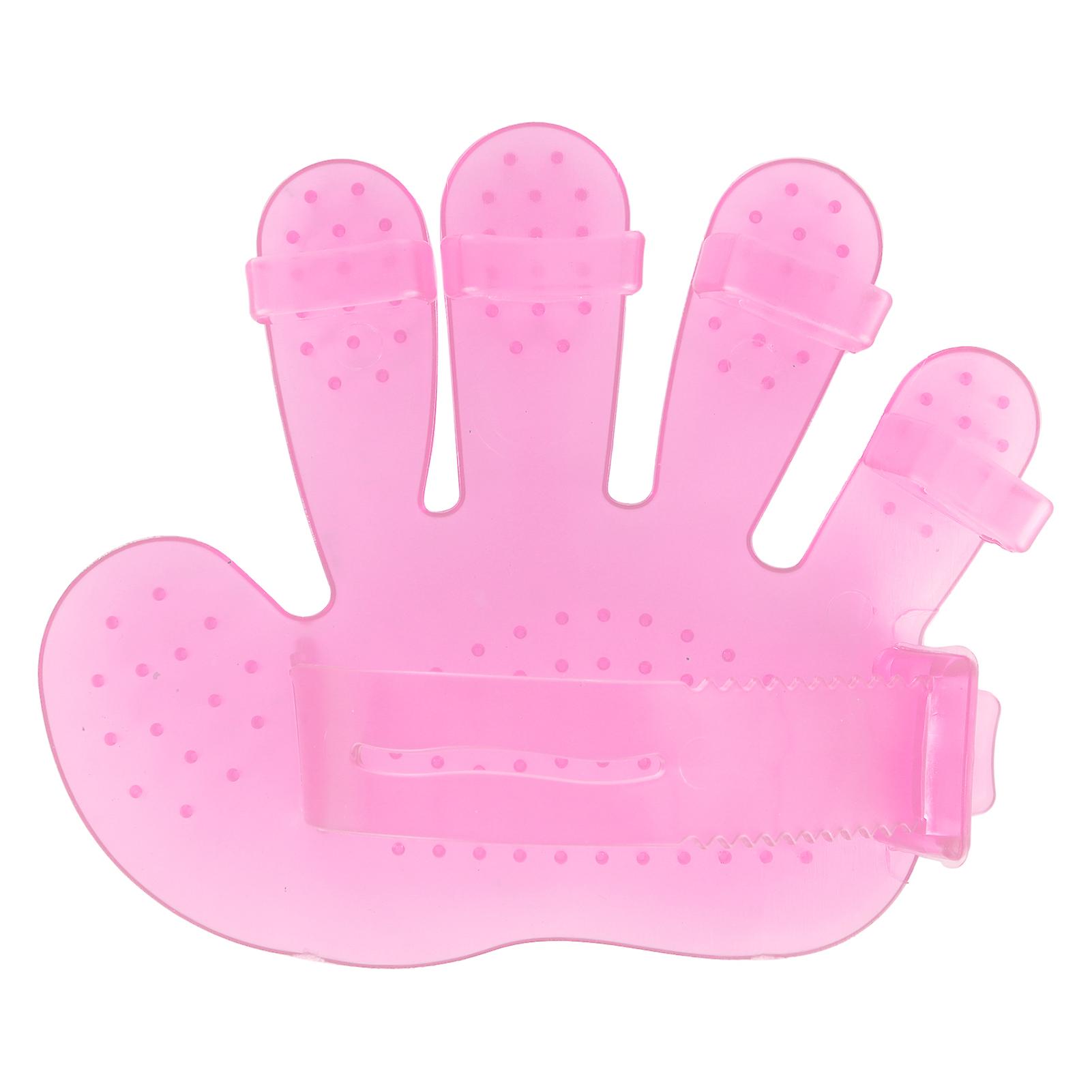 Pet Grooming Gloves Transparent Rubber Fivefinger Grooming Gloves For Bathing Dogs(pink )