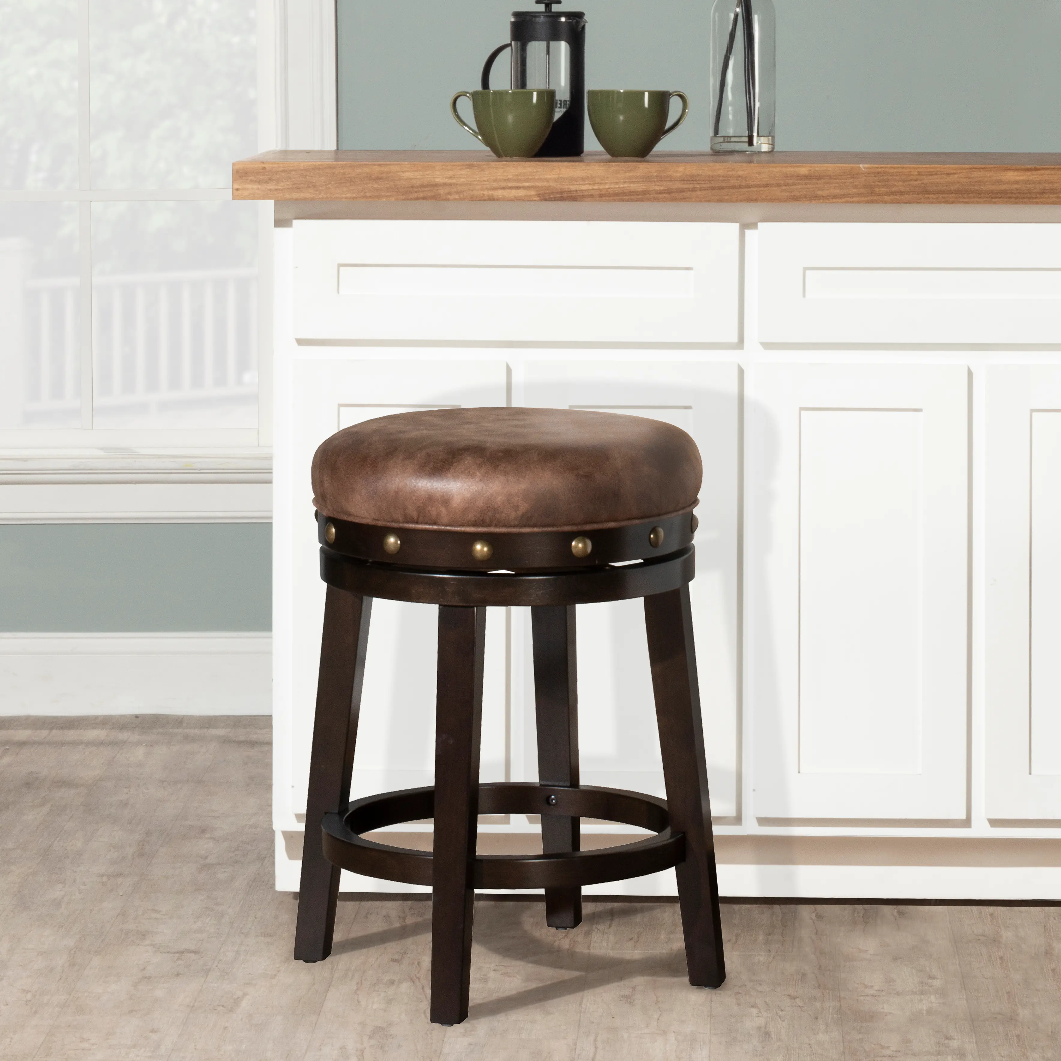 Benard Dark Brown Swivel Counter Height Stool