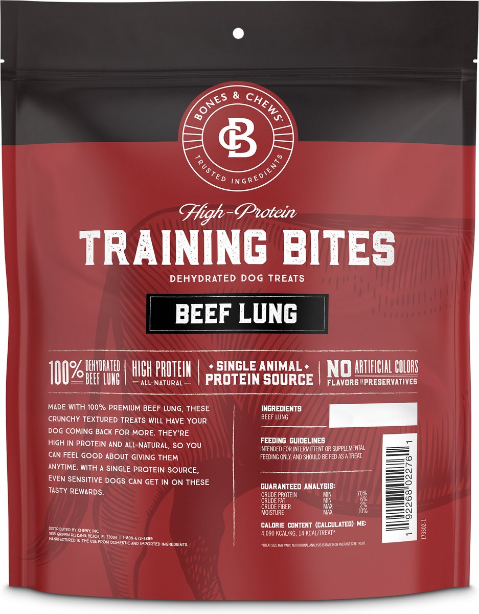 Bones and Chews All-Natural Beef Lung Training Bites Dehydrated Dog Treats