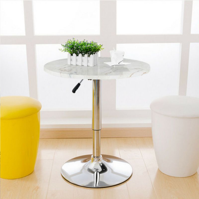 Adjustable 360▲ Swivel Height Round Pub Table With Marble Top