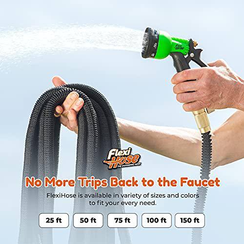 Flexi Hose 34 in x 150 ft. with 8 Function Nozzle Expandable Garden Hose Lightweight and No-Kink Flexible Black 17101