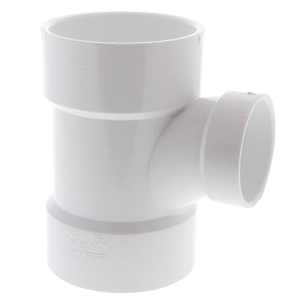 NIBCO 3 in. x 3 in. x 2 in. PVC DWV All Hub Sanitary Tee Fitting C4811HD332