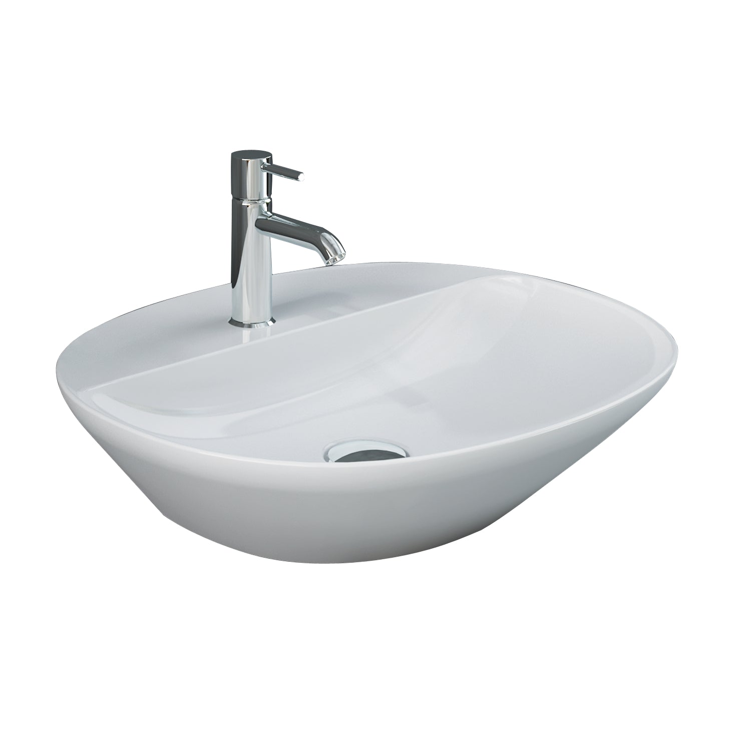 Variant Oval Above Counter Basin with Faucet Hole