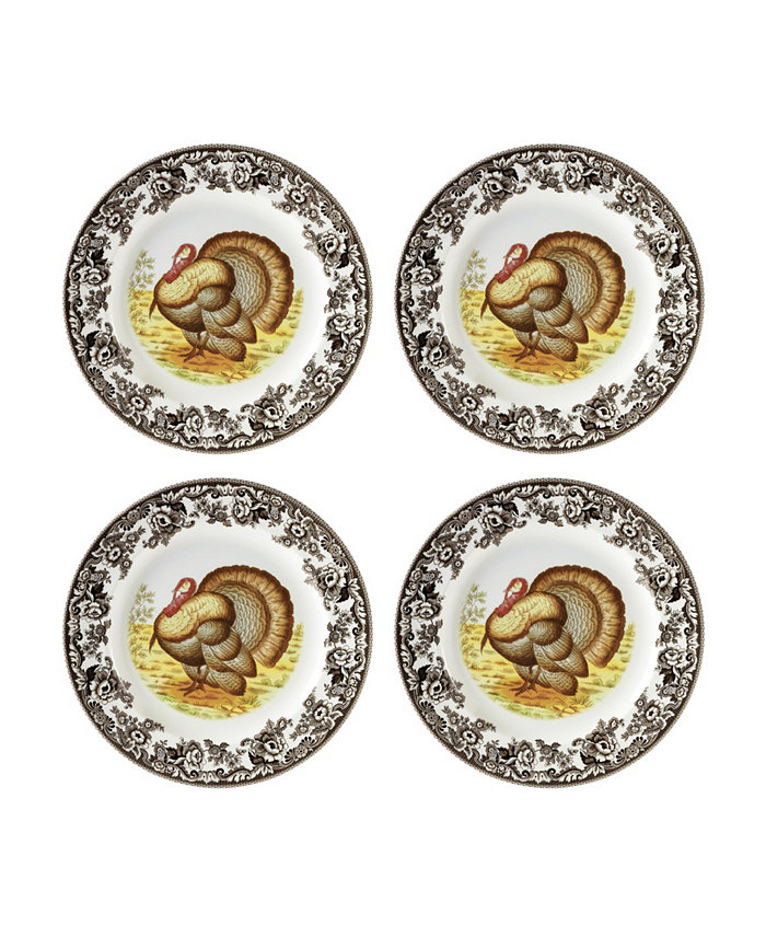 Spode Woodland Turkey 4 Piece Salad Plates Service for 4