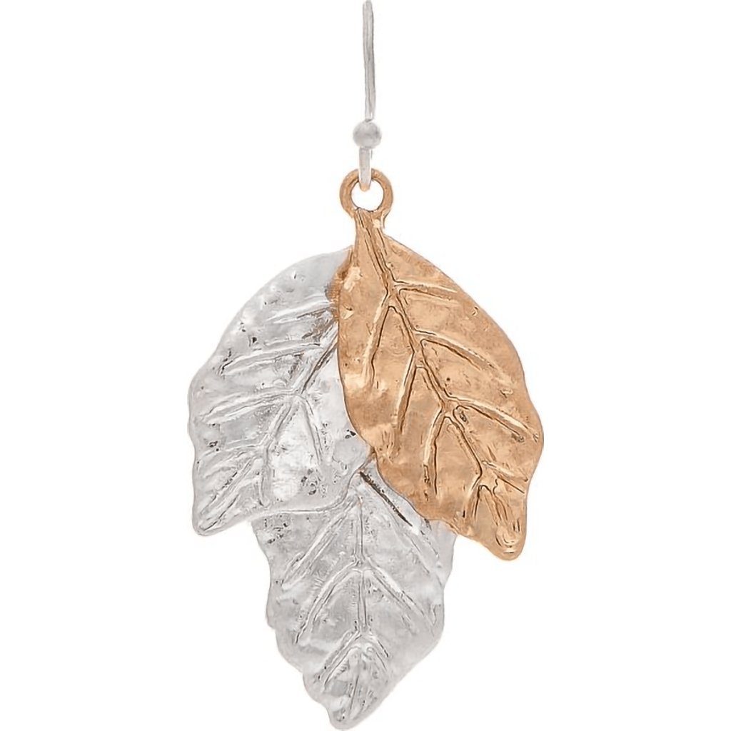 Rain  Two Tone Layered Leaves Earrings