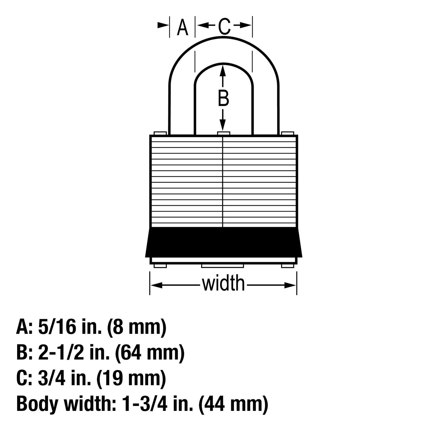 Master Lock 1-3/4 in. W Laminated Steel Ball Bearing Locking Padlock