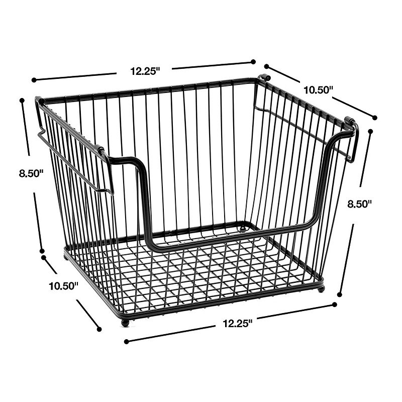 Sorbus Set of 3 Stackable Metal Storage Baskets