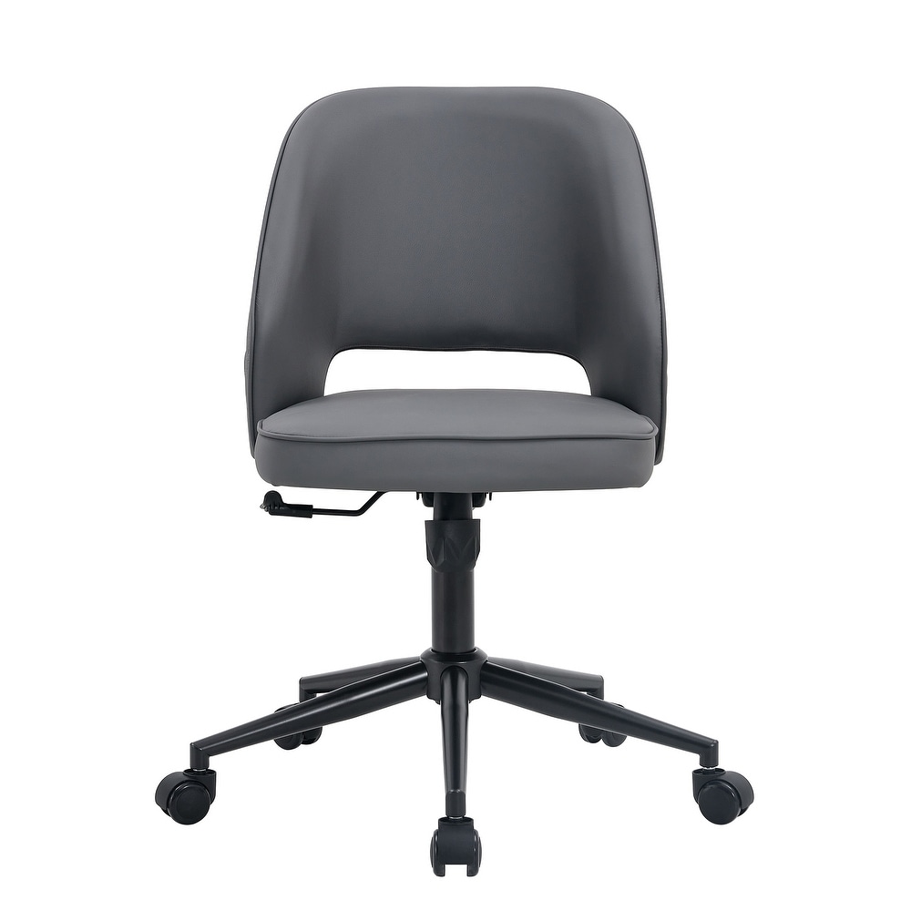 Modern home grey PU Office chair adjustable 360 ▲ swivel chair armless computer chair with wheels living room office