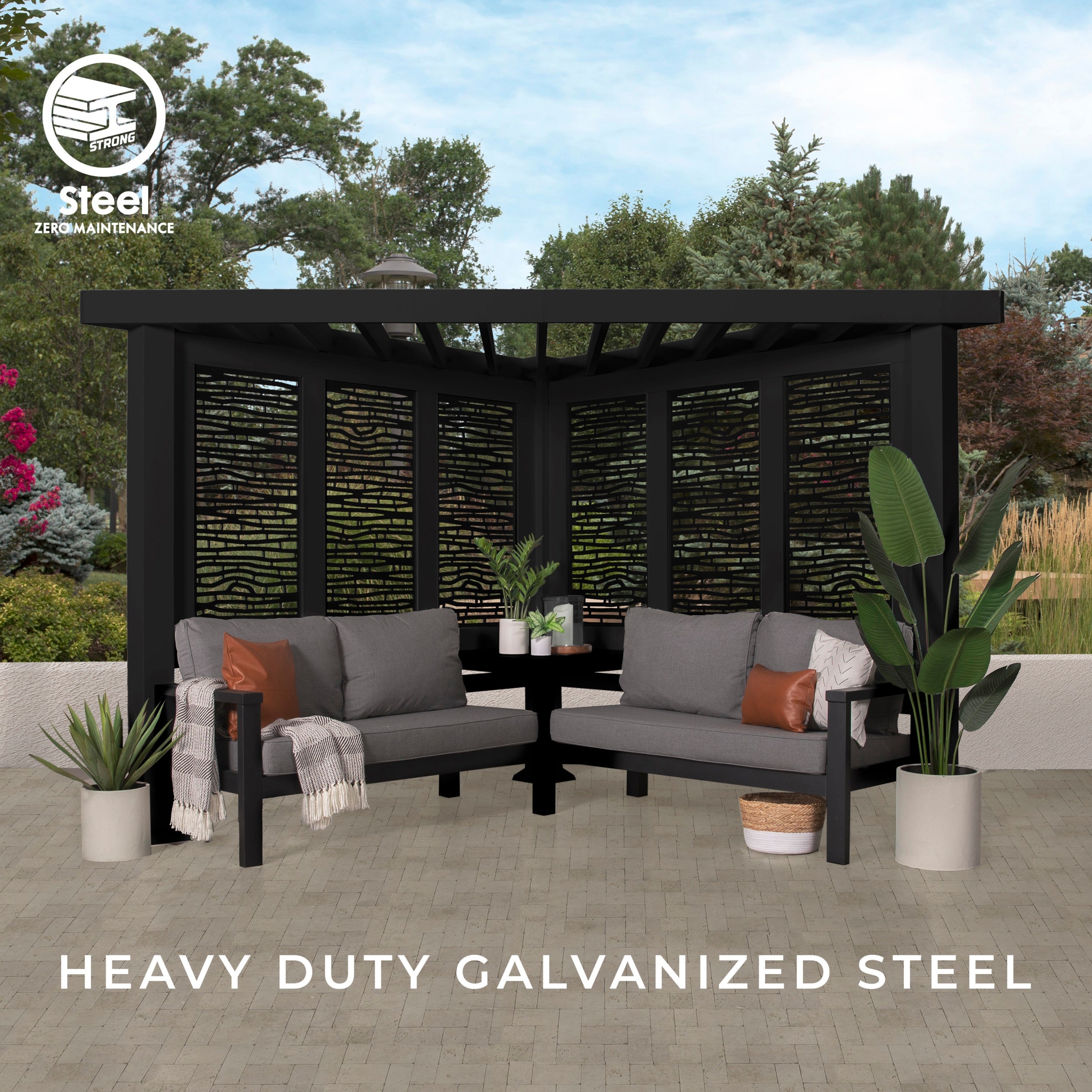 Backyard Discovery Glendale Traditional Pergola with Conversation Seating (Slate)