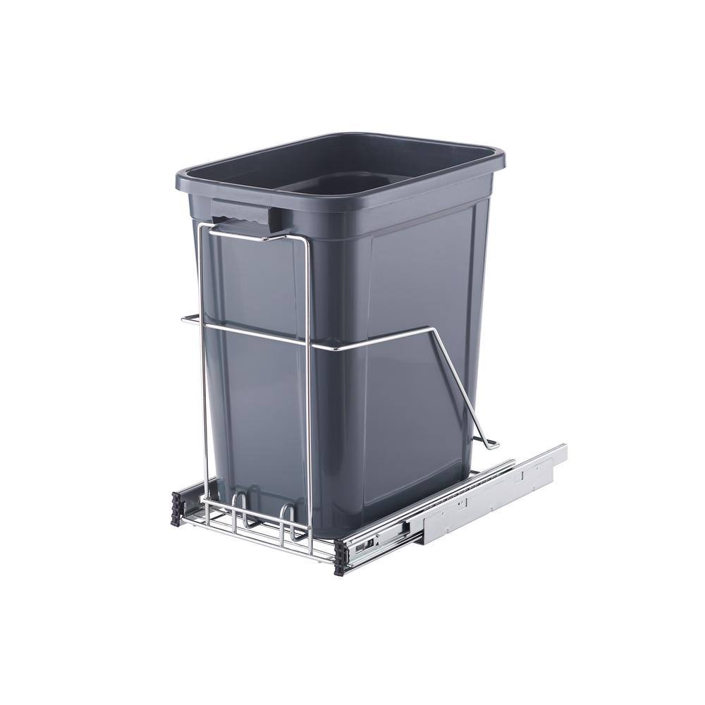 TRINITY EcoStorage 25 Gal. Sliding Trash Can Chrome TBFZ-2216