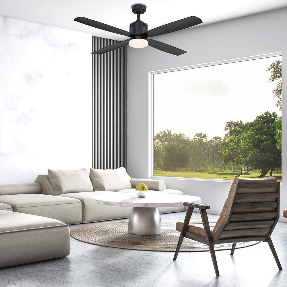 Home Decorators Collection Kitteridge 52 in. LED Indoor Matte Black Ceiling Fan with Light Kit 35442-HBUB