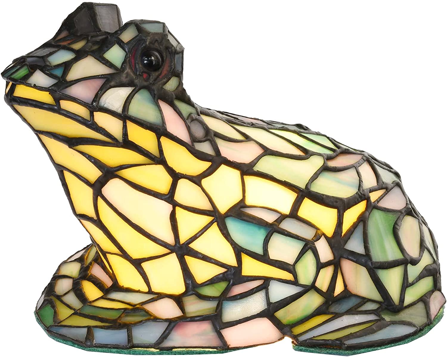 SHADY L10829 Frog Table Lamp Tiffany Style Stained Glass Accent Night Light for Home Décor Nursery Bedside (Multi-Colored)